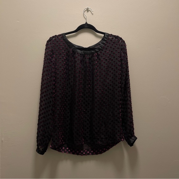 Club Monaco Sheer Blouse w/ Velvet Polka Dots - Picture 2 of 3